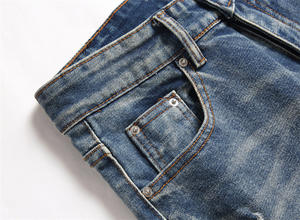 بنطلون جينز رجالي سكيني ضيق بتصميم مخصص ممزق ومكدس، معالج بالغسيل الإنزيمي والحجري بأسلوب Y2K وملابس الشارع والهيب هوب - Product Image 4