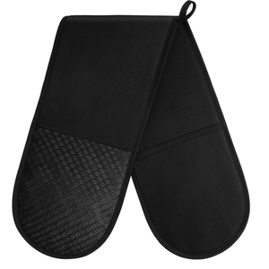 Gants de four en coton biologique imprimé avec maniques en silicone à double couche résistantes à la chaleur pour barbecue et utilisation comme tablier - Product Image 3