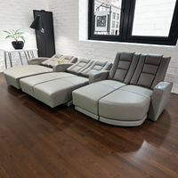 Canapé-lit de salon convertible rétractable de style moderne Meuble de théâtre en cuir véritable avec appui-tête électrique