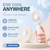 Mini-ventilateur portable USB rechargeable pliable à 3 vitesses en plastique personnalisé pour usage extérieur et domestique – Vente en gros