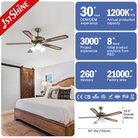 Ventilateur de plafond professionnel 1stshine avec lames classiques, assistant vocal, modes été/hiver, robuste, Wi-Fi TUYA et éclairage intégré