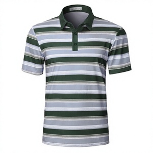 Camisas de Golf de Punto a Rayas para Hombre, Teñidas en Color Liso, de Secado Rápido, Manga Corta, Casuales, Deportivas, con Cuello, Transpirables y Antiarrugas - Product Image 2