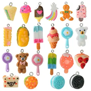 10 pz/borsa fai da te resina gelato Hamburg Sandwich imitazione cibo charms ciondolo per bambini bambini portachiavi accessori gioielli