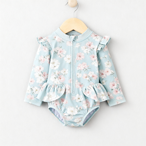 <span class=keywords><strong>Maillot</strong></span> <span class=keywords><strong>de</strong></span> <span class=keywords><strong>bain</strong></span> une pièce pour fillette, motif cœur, à volants, manches longues, protection solaire, vente en gros ODM, maillots <span class=keywords><strong>de</strong></span> <span class=keywords><strong>bain</strong></span> personnalisés pour enfants pour les commandes importantes - Product Image 2
