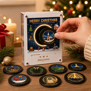 Mini Tocadiscos Bluetooth Retro Navideño, Discos con Patrones Navideños Intercambiables, Decoración Festiva para Mesa, Regalo - Product Image 2