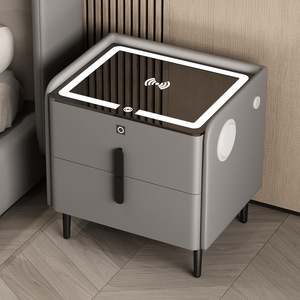 2025 New <strong>Smart</strong> Mobile Modern Simplicity Bedroom Bedside Nightstand Storage Large Size Solid Wood Frame Bedroom <strong>Furniture</strong> - Product Image 2