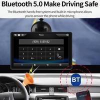 Monitor Mobil Portabel 7 Inch IPS, Proyeksi Layar Nirkabel, Carplay Android Auto dengan Kamera Mundur