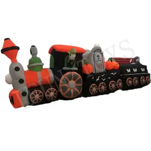 Halloween Inflatable Skeleton Train with Pumpkin for Outdoor Decoration