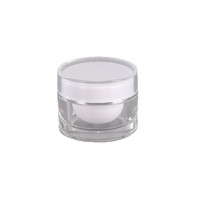 Pot à crème vide en acrylique à double paroi 5g 15g 30g 50g avec couvercle à vis transparent et anneau argenté pour échantillon de crème contour des yeux, cosmétique de voyage, vente en gros