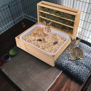 Mangeoire transfrontalière en bois massif pour hamsters et lapins, support d'alimentation pour cochons d'Inde et lapins, panier à foin, fournitures pour petits animaux - Product Image 1