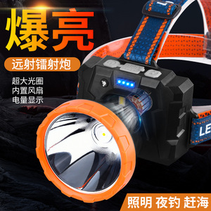 Linterna Frontal LED Recargable con Batería de Litio, Luz de Alta Luminosidad para Acampar y Pescar al Aire Libre con Ventilador y Sensor de Movimiento - Product Image 2
