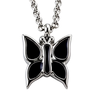 Bijoux en acier inoxydable cendres urne de crémation papillon Collier émail pendentif souvenir médaillon pour animaux de compagnie cercueil émail titulaire religieux