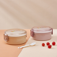 Lebensmittelsichere Isolierte Zweistufige 2-Fächer Große Kapazität Spülmaschinenfeste Moderne Deckel-Kunststoff Warmhaltende Runde Lunchbox für