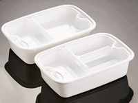 Boîte à lunch jetable de style américain à double couche et 3 compartiments, boîte bento en plastique épaissi pour l'emballage alimentaire