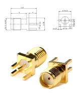 Conector Hembra SMA Chapado en Oro BWSMA-KE-P001, 1.6mm, Montaje Recto con Borde para Soldar, Gran Venta
