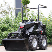 Mini chargeuse sur pneus à direction par glissement directe d'usine avec moteur diesel Kubota de 25 ch, débit hydraulique élevé, mini chargeuse sur pneus puissante 4x4