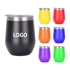 Vente en gros de gobelets à vin en acier inoxydable personnalisés de 12 oz, isolés sous vide, en forme d'œuf, avec couvercles - Product Image 2