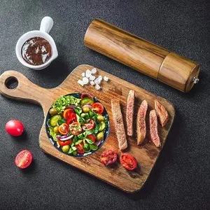 Premium Solid Acacia Wood Pepper Set Grinder With Ceramic / Stainless Steel Core Pepper Wood Mill