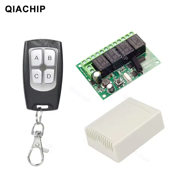 QIACHIP 433MHz Receiver Wireless Remote Control Switch Motor Controller DC 6V 12V 24V 30V 4 Gangs Relay Module Transmitter Diy