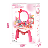 Mini coiffeuse rose en plastique pour jeu d'imitation, ensemble de beauté pour enfants, couronne de princesse, table de maquillage, jouets de mode avec miroir pour filles