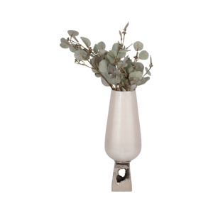Vaso Alto in Vetro con Base in Metallo, Vaso Decorativo Moderno per Fiori, per Decorazione Tavolo e Arredamento Casa - Product Image 2