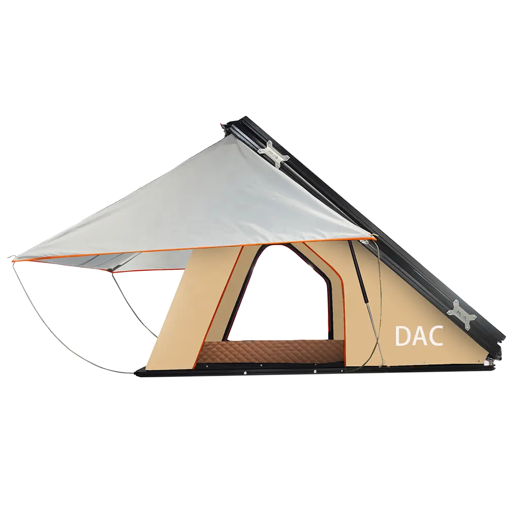 خيمة تخييم من الألومنيوم لسيارة مثلثة هيكل صلب على السطح للتخييم في الهواء الطلق
