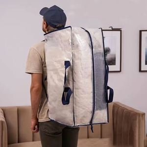 Custom Extra Large Heavy-Duty Backpack Straps <b>Foldable</b> Reusable Eco-Friendly Multifunction Modern Design PE Woven Storage <b>Bags</b> - Product Image 6