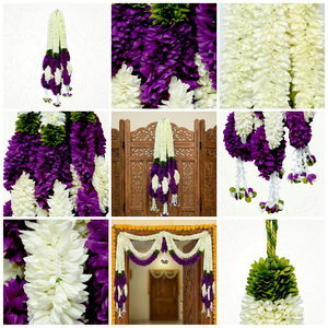 Artificial Flower Garland Purple <b>White</b> Floral <b>Hanging</b> Decoration for Wedding Mandap Temple Pooja Festival Home Entrance Decor - Product Image 6