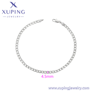 X000988693 ज्वैलरी के लिए गहने प्लेटीटिनम प्लेटेड सिल्वर कलर चेन क्यूबन - Product Image 2