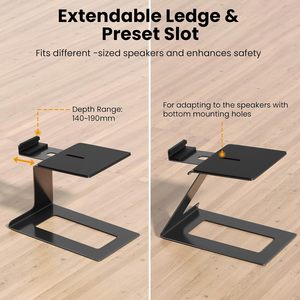 Desktop Speaker <strong>Stand</strong> <strong>Studio</strong> <strong>Monitor</strong> Riser with Vibration Absorption Pad and 5&deg; Incline Design Metal Bookshelf Speaker <strong>Stands</strong> - Product Image 4