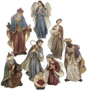 Resin Manger Set Of The Nativity Of The Virgin And The Nativity Of Jesus Resin Nativity Figurine Set
