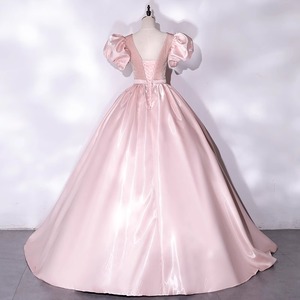 Pink Satin Ball Gown Sweetheart Neckline Empire Waist Long Evening Dress Women's Formal Wear - Product Image 4