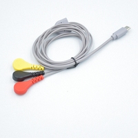 Fil de plomb Ems personnalisé de type C à 4mm câble d'électrodes à pression avec 3 fils conducteur en cuivre isolant en PVC pour câble ECG