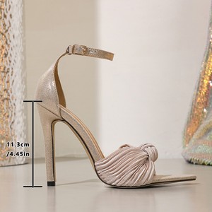 Peep Toe Heels 2025 New Women's Shoes Pointed Satin Temperament <b>Sandals</b> - Product Image 6