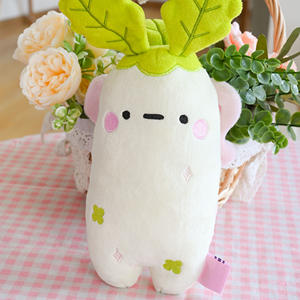 Jouets en peluche personnalisés en forme de fruits et légumes, adorable radis blanc gras en peluche, poupée lestée avec des billes, poupée en peluche très rembourrée avec des billes - Product Image 2
