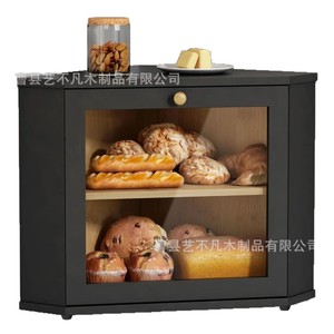 Boîte à pain en bois artistique extraordinaire, double couche, support de rangement de bureau, organisateur de condiments de cuisine - Product Image 5