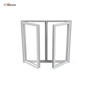Ventanas abatibles con bisagras de marco de doble acristalamiento de PVC con diseño de parrilla a precio de fábrica para apartamento - Product Image 2