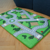 Tapis de sol personnalisé Racetrack tapis de jeu épais en velours corail pour bébé enfant en bas âge tapis de remplissage en mousse haute densité pour enfants vente en gros