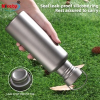 Mountaineering baru luar ruangan dinding tunggal botol air Titanium dengan pegangan untuk penggunaan berkemah