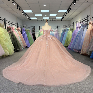 Nouvelle robe de bal longue rose bonbon ornée de perles et de fleurs, robe de soirée Quincess Dy6754 - Product Image 4