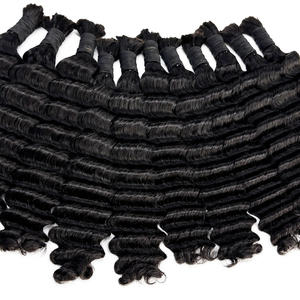 Cabello Virgen Camboyano Ondulado Profundo para Trenzas Boho, Cabello Humano de Doble Trama, Color Natural, Puntas Suaves y Abundantes, Cabello para Trenzar - Product Image 3