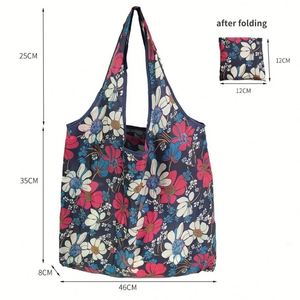 กระเป๋าพับได้ HMU Custom 190T โพลีเอสเตอร์ ริปสตอป ล้างทำความสะอาดได้ ใช้ซ้ำได้ พิมพ์โลโก้ PET สำหรับใส่ของชำ - Product Image 2