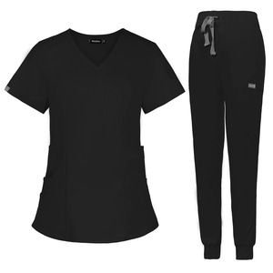 Grosir kustom Logo Pet perawatan peregangan dokter medis Jogger lembut 2 buah modis gigi rumah sakit scrub seragam set - Product Image 4