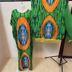 Robe africaine en gros avec écharpe, robe d'été pour femme à manches courtes en coton, imprimé Boubou, vêtements africains grande taille, <span class=keywords><strong>Kanga</strong></span> Abaya - Product Image 4