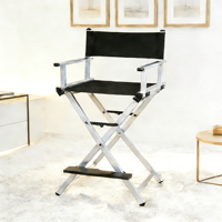 Chaise de réalisateur, de maquillage et d'artiste de beauté pliable en aluminium portable à prix raisonnable avec appui-tête amovible