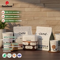 Sac à café avec logo personnalisé, sac à fond plat, finition mate argentée, sac à huit côtés avec fermeture éclair pour café, thé, serpent