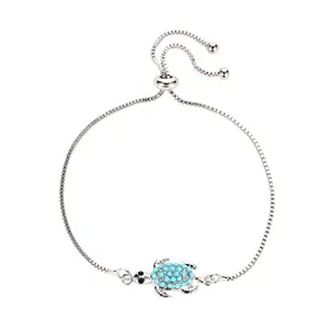 Gelang kaki tenis kura-kura kecil kreatif wanita, perhiasan sederhana modis indah berlian perempuan