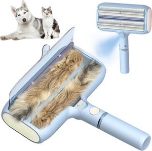 Outil de gros réutilisable et portable pour l'élimination des poils d'animaux avec bac de collecte pour chiens et chats - Ramasse-crottes en caoutchouc durable - Product Image 1