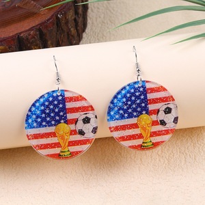 Pendientes con Bandera Nacional, Pendientes Colgantes <span class=keywords><strong>de</strong></span> Doble Cara, Chapados en Oro, para Bodas Patrióticas - Product Image 4