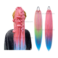 Vente en gros 24 pouces lumineux néon tressage extension de cheveux Ombre Yaki droite synthétique lueur dans les tresses jumbo sombres